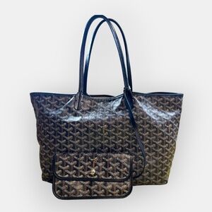 Goyard Saint Louis PM Tote Black Tan + Pouch – Authentic – Pre-Owned
